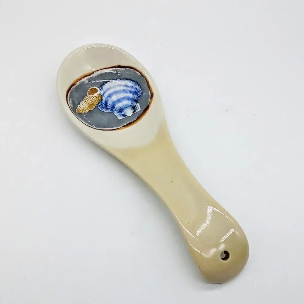 Sea Shell Glazed Ceramic Spoon Rest